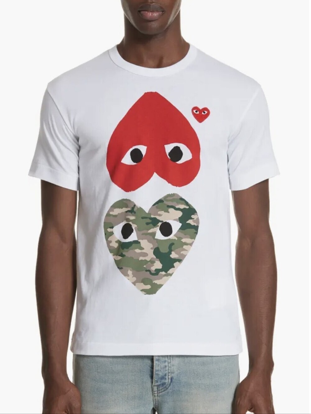 Comme des Garçons PLAY Camouflage Double Heart T-shirt Medium NWOT